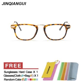 JINQIANGUI Fashion Glasses Frame Rectangle Glasses Leopard Frame Glasses Plastic Frames Plain for Myopia Women Eyeglasses Optical Frame Glasses - intl
