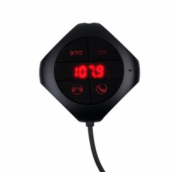 Babanesia Q7S Universal Stylish Dual USB Car Quick Charger 5V 2.1A Bluetooth Music Player Handfree Speaker Support TF Card LED AUX - Hitam