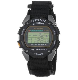 Armitron Sport Men's 406623 Chronograph Round Gray and Black Nylon Strap Digital Watch - intl