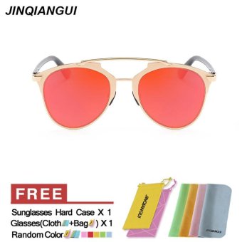 JINQIANGUI Sunglasses Men Oval Titanium Frame Sun Glasses Red Color Eyewear Brand Designer UV400 - intl