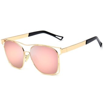 Newest Metal Frame Sunglasses Women Retro Cat Eye Sun Glasses Reflective Mirror Fashion Glasses Shades UV400 CC1857-02 (Pink)
