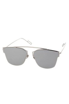 Kacamata Fashion Pria Wanita - Unisex Sunglasses - Geometrical Frame - Silver