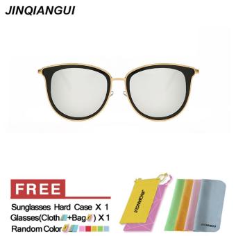 JINQIANGUI Sunglasses Women Polarized Cat Eye Retro Plastic Frame Sun Glasses Silver Color Eyewear Brand Designer UV400 - intl
