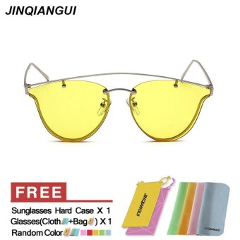 JINQIANGUI Sunglasses Women Oval Titanium Frame Sun Glasses Yellow Color Eyewear Brand Designer UV400 - intl