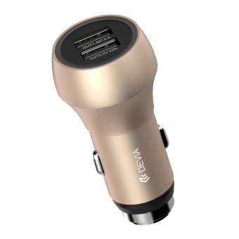 DEVIA Dual USB QC 3.0 Quick Charge Smart USB Car Charger Adapter + Emergency Hammer - Gold - intl