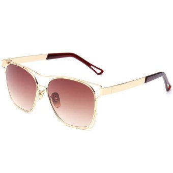 Newest Metal Frame Sunglasses Women Retro Cat Eye Sun Glasses Reflective Mirror Fashion Glasses Shades UV400 CC1857-08 (Brown)