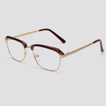 JINQIANGUI Fashion Mens Glasses Frame Half Frame Glasses Brown Frame Glasses Plastic Frames Plain for Myopia Men Eyeglasses Optical Frame Glasses - intl