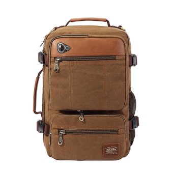 360DSC Kaukko XF210 Retro Canvas Men Women Backpack Laptop Rucksack Travel Bag - Dark Khaki (Intl)