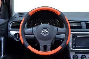 38cm New High Quality Generic Microfiber Hand-stitched Car Steering Wheel Cover Breathable and Anti-slip Fit for 95% Cars Styling(Black orange) - intl