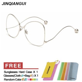 JINQIANGUI Fashion Glasses Frame Oval Glasses Silver Frame Glasses Titanium Frames Plain for Myopia Women Eyeglasses Optical Frame Glasses - intl