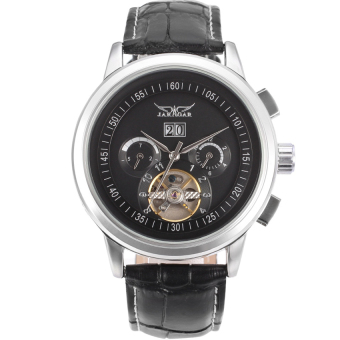 Jargar Automatic Dress Watch with Black Leather Strap Gift Box JAG16557M3S1 Black