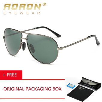 AORON Brand Design Polarized Sunglasses Driving Sunglasses Male Pilot UV400 Eyewear Accessories Sun Glasses For Men A212 (Gray Green) Kacamata Hitam [ Buy 1 Get 1 Freebie ]