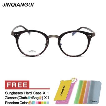 JINQIANGUI Glasses Frame Women Round Retro Titanium Eyewear BlackWhite Color Spectacle Frames for Nearsighted Glasses - intl