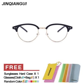 JINQIANGUI Fashion Glasses Frame Oval Glasses BrightBlack Frame Glasses Plastic Frames Plain for Myopia Women Eyeglasses Optical Frame Glasses - intl