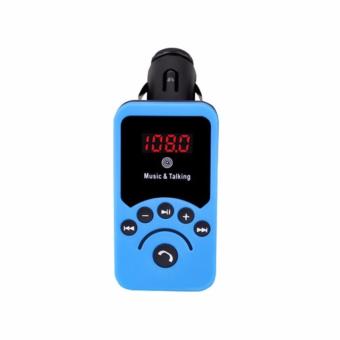 LaCarLa 701E Bluetooth Car Kit FM Transmitter MP3 Player Car Charger Hands-free Call Support USB Flash Drive TF Card - Biru