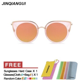 JINQIANGUI Sunglasses Women Polarized Cat Eye Retro Plastic Frame Sun Glasses Gold Color Eyewear Brand Designer UV400 - intl
