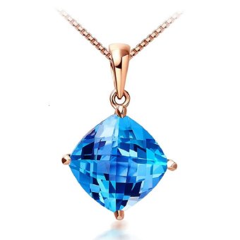 Danki Women Necklace Pendant Blue Topaz 925 Sterling Silver Jewelry Gemstone Gift