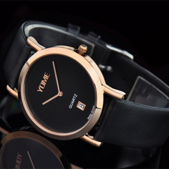 SOBUY YOME is the brand's simple and casual fashion quartz watch Korean men's watch belt, ultra-thin lovers (1 X women Watch) (Black)