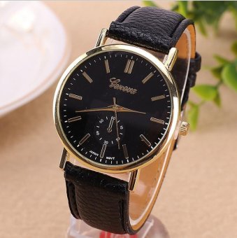 CE Geneva watch monocular four-pin PU belt men and women universal watch couple watches fashion single product watch selling single product round dial black strap black dial - intl