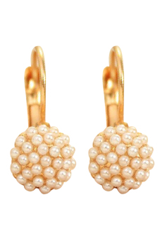 Phoenix B2C Women's Faux Pearls Beads Golden Alloy Eardrop Earrings Party Jewelry