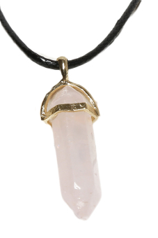 Hequ Hexagonal Natural Crystal Necklace (Powder Crystal Gold Buckle )