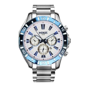 CITOLE Meters (Mike) watch outdoor sports and leisure Mens watch business fashion watch avant-garde and unique waterproof quartz table 353m flour blue edge strip (White) - intl
