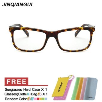JINQIANGUI Glasses Frame Men Rectangle Plastic Eyewear Leopard Color Frame Brand Designer Spectacle Frames for Nearsighted Glasses - intl
