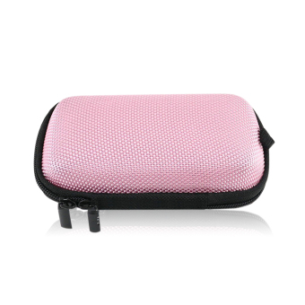 runbu Cellphone Headset Bluetooth Earphone Cable Storage Box Holder Organiser Cases Container Handbag Pink (Intl)