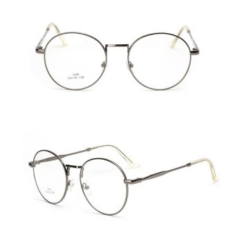 JINQIANGUI Glasses Frame Men Round Retro Titanium Eyewear Gun Color Spectacle Frames for Nearsighted Glasses - intl