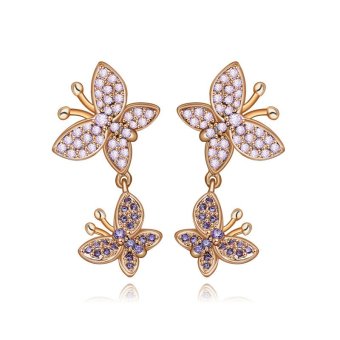 Rose Gold Jewelry Romantic Butterfly Earrings Female Solid 925 Sterling Silver Stud Earrings