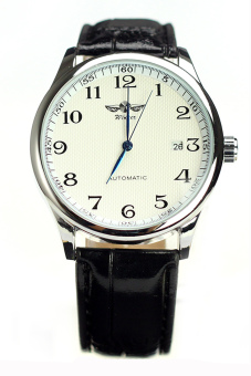 WINNER Men's Automatic Leather Wrist Watch (Black)
