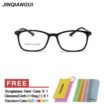 JINQIANGUI Glasses Frame Men Rectangle Plastic Eyewear BrightBlack Color Frame Brand Designer Spectacle Frames for Nearsighted Glasses - intl