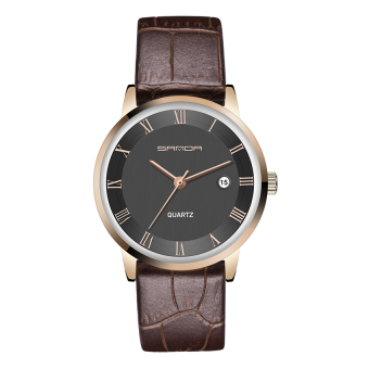 2016 New Quartz Women Slim Fashion 7mm Watches Men Business Men s Watches Top Brand Luxury Clock Quartz-watch(brown and black)