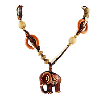 Wood Elephant Beads Rope Chains Bohemian Style Necklace Designer Bijoux for Women