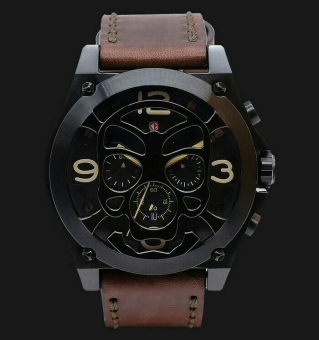 Expedition - Expedition Jam Tangan Pria - Black Brown Leather - 6699