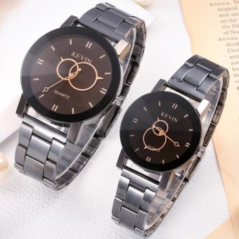CE set of two, new style fashion men's watches female models steel strip Korean version of the retro watch couple on the table female student watch fashion single product watch selling single product round silver dial with black dial - intl