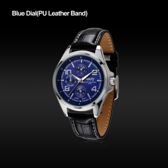 2016 High Quality NARY Original 6050 Men's PU Leather Band Classic Watch(blue)