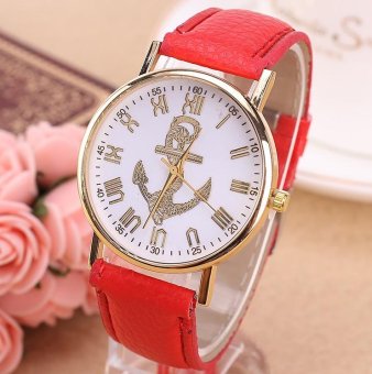CE Rome digital gold anchor watch female models Geneva ladies watch Europe and the United States selling fashion single product watch selling single product round dial Red strap pattern dial - intl