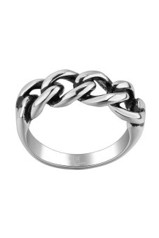 Gomaya Punk Twist Titanium Steel Ring (Silver)