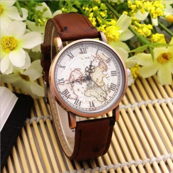 CE Wooden Geneva Watch Bark Stripe Belt Map Men and Women Universal Watch Europe and the United States selling fashion single product watch selling single product round dial brown strap white dial - intl