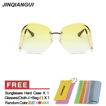 JINQIANGUI Sunglasses Women Oval Titanium Frame Sun Glasses Yellow Color Eyewear Brand Designer UV400 - intl
