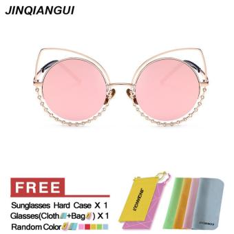JINQIANGUI Sunglasses Women Cat Eye Retro Titanium Frame Sun Glasses BarbiePink Color Eyewear Brand Designer UV400 - intl