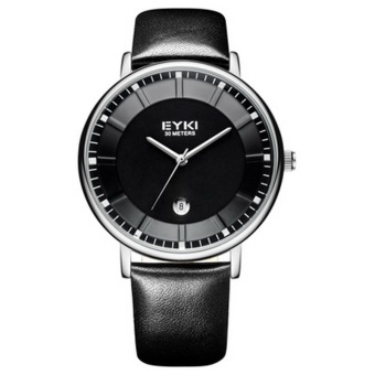 EYKI men's Genuine Leather business Waterproof quartz watch, Black (Intl)