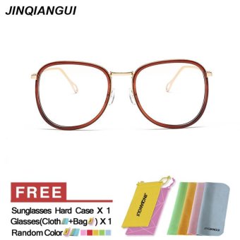JINQIANGUI Glasses Frame Women Oval Plastic Eyewear Brown Color Frame Brand Designer Spectacle Frames for Nearsighted Glasses - intl
