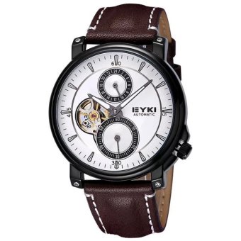 EYKI Unisex Watch Nail Scale Two Function Dial Automatic Mechanical Movement Watches Coffee Black