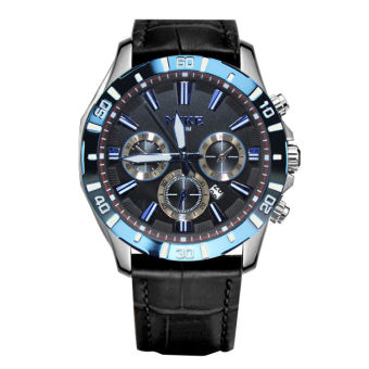 telimei Meters (Mike) watch outdoor sports and leisure Mens watch business fashion watch avant-garde and unique waterproof quartz table 353m black rim of blue black bel - intl