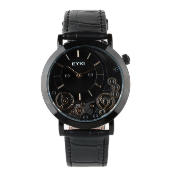EYKI EET8816L-B0202 Men's Fashion Casual PU Leather Strap Quartz Waterproof Wristwatch (Black)