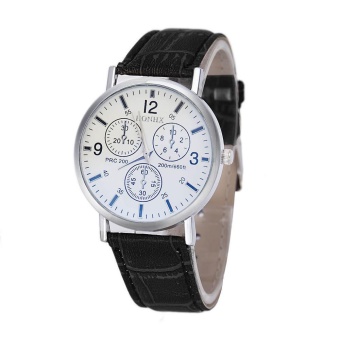 Mens Luxury Crocodile Faux Leather Analog high-end Business Wrist Watch BK - intl