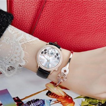 jiechuan With Wei Na (Davena) quartz watch dial multicolorRhinestone stylish fashion leisure belt waterproof wrist table31083 purple (Black) - intl