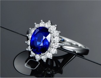 Classic Princess Kate Engagement Ring 925 Sterling Silver Sapphire Gemstone Wedding Ring